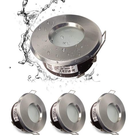 Spot Encastrable Étanche Ip65 Gu10 Pour Salle De Bain – Moulé – Installation Facile – Diamètre 85mm – Nickel Satiné