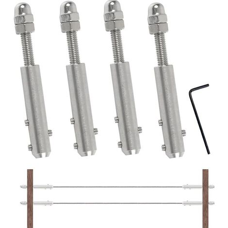 Set Aus 4 Edelstahl-kabelspannern, 4 Mm – Gewindestifte M6 X 50 Zur Befestigung – Zugfestigkeit Für Industrielle Anwendungen