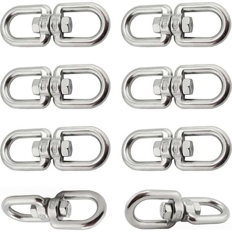 6-teiliger Drehbarer Haken M6, Doppelseitige Dreh-ringe Aus Edelstahl 304, Hängender Drehhaken Für Schaukeln, Hängesessel, Sandsäcke, Seile Und Ketten