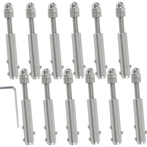 4-mm-edelstahl-drahtseilspanner – 12er-set Mit Inbusschlüssel – Befestigung Für Abspannseile Und Stahlseile - Mm-12
