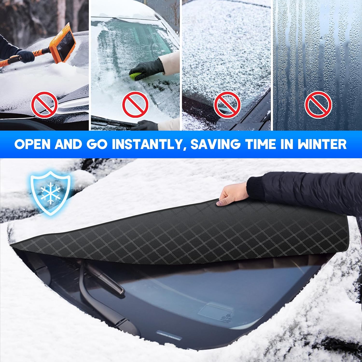 Windschutzscheibenabdeckung, Winterautoabdeckung, Fenster- Und Spiegelschutz, Schützt Vor Schnee, Eis, Sonne Und Uv-strahlunguniverselle Größe Für Alle Suvs Und Pkw