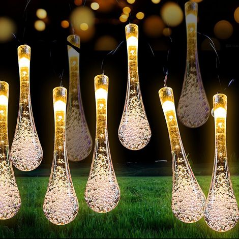Lichterkette Mit Solarbetrieb Für Den Außenbereich, 7 M Lange Led-tropfen-lichterkette Mit 50 Leds Und 8 Betriebsmodi, Wasserdichte Solarlichterkette Für Garten Und Weihnachtsfeier (warmweiß)