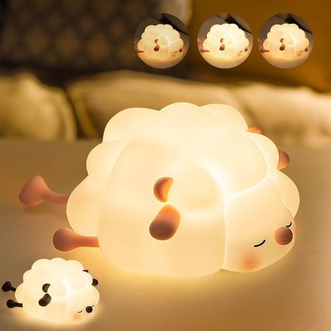 Silikon-baby-nachtlicht – Usb-aufladbar – Berührungsdimmbare Nachttischlampe – Kawaii-schaf-motiv – Kinderzimmer-nachtlicht – Dekoration Zum Geburtstag – Geschenk Für Mädchen