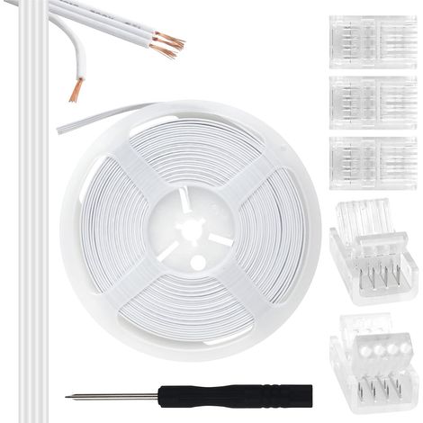 Rgb Led-streifen-steckverbinder-kit, 4-polig, 10 Mm, 5er-pack Kristallstreifen-steckverbinder Mit Schraubendreher Und 10 M Kabel Für Led-lichtstreifen 10 Mm Rgb 5050 2835