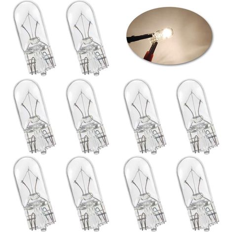 Micro-standard-ampulle, Halogen T10 W5w, Warmweiß, Hell, Für Drl, Seitenlichter, Armaturenbrett-licht, Bremslicht, Rücklicht – 10 Stück