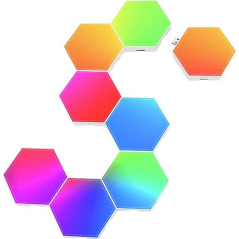 8er-set Modulare Wandleuchten, Sechsecke, Mit Berührungs- Oder Fernbedienungsaktivierung, Led