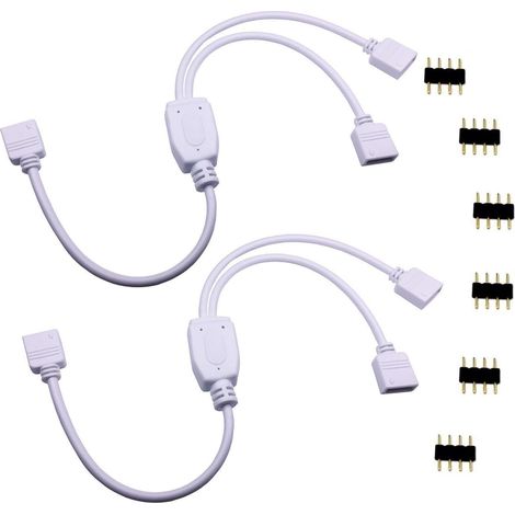 2 Stück Led-rgb-verteilungskabel 1 Auf 2, Trennkabel Für Led-streifen, Dc-2-wege-verteilerkabel, 4-polige Verlängerung Für Smd 5050 3528 2835 Rgb-led-streifen – 30 Cm, Weiß