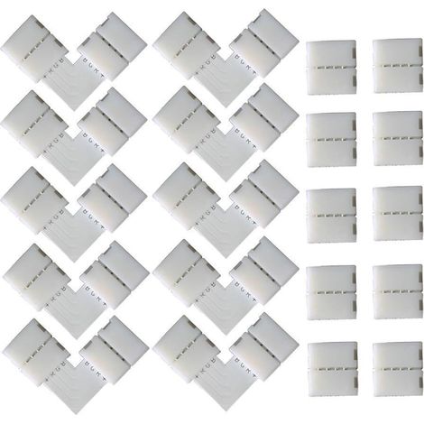10 Stück L-förmige Led-eckverbinder Mit 4 Pins, Schnellanschluss, 10 Stück 4-pin-led-bandverbinder Für 10 Mm Breite Rgb Smd 5050 Led-streifen (weiß)