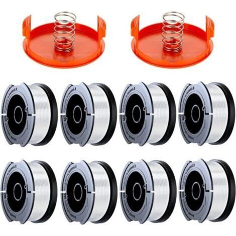 12-teiliges Set Black & Decker Fadenköpfe Für Rasentrimmer, 0,2 Cm Trimmerfaden-spulen (8 Fäden, 2 Deckel, 2 Federn).