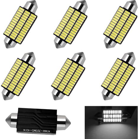 41mm Ampoule Led, 6 Stück C1.5w Led 39smd 300 Lumen 4014-chipset Auto 12v 6000k Canbus Fehlerfrei Innenraum-auto-led-lampe Deckenleuchte Kofferraumleuchte, Plug And Play