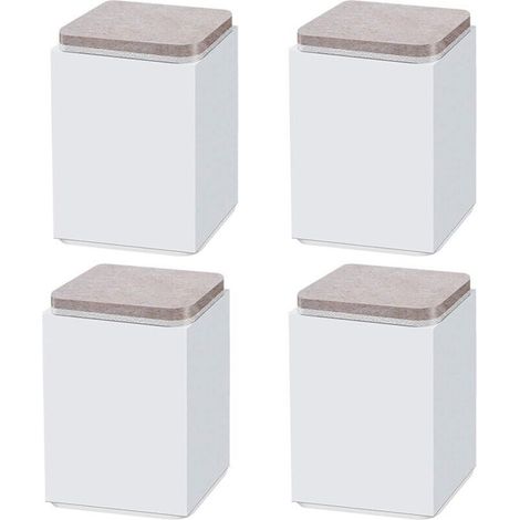 (blanc 10 Cm) 4 Fußstützen, Selbstklebende Möbelheber Aus Kohlenstoffstahl, Quadratisch 6 X 6 Cm, Für Sofas, Betten, Tv-möbel, Möbelheber, Höhe 5 Cm/10 Cm, Schwarz/weiß