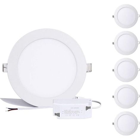 12w Led-panel, Runder Einbaustrahler In Neutralweiß 6000k–6500k, Deckeneinbauleuchte Downlight, Extrem Flach, Treiber Inklusive, 230v, 960 Lumen, Ersetzt Halogen 100w [a+]