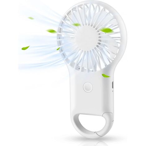 Tragbarer Mini-handventilator, Leise, Mit Karabinerhaken, Geeignet Für Zu Hause, Büro Und Reisen (weiß)