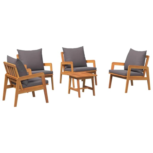 Vidaxl 5-tlg. Bistro-set Mit Kissen Massivholz Akazie