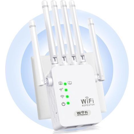 Wlan-repeater, Wlan-verstärker, Leistungsstarker Wlan-repeater Mit 6 Leistungsstarken Antennen, 2 Lan-ports, Repeater-, Router- & Ap-modus, Externer Wlan-repeater Mit 300 M² Wlan-abdeckung, Einfach Zu