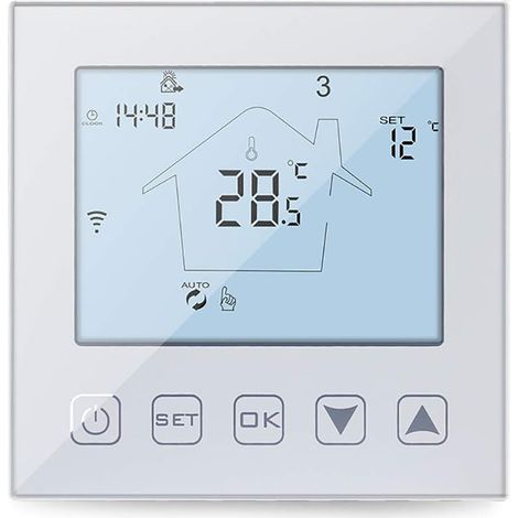 Thermostat Wifi Fußbodenheizung Wasser 3a Alexa Google Assistant Kompatibel, Vernetzter Programmierbarer Thermostat Für Warmwasser-fußbodenheizung Weiß