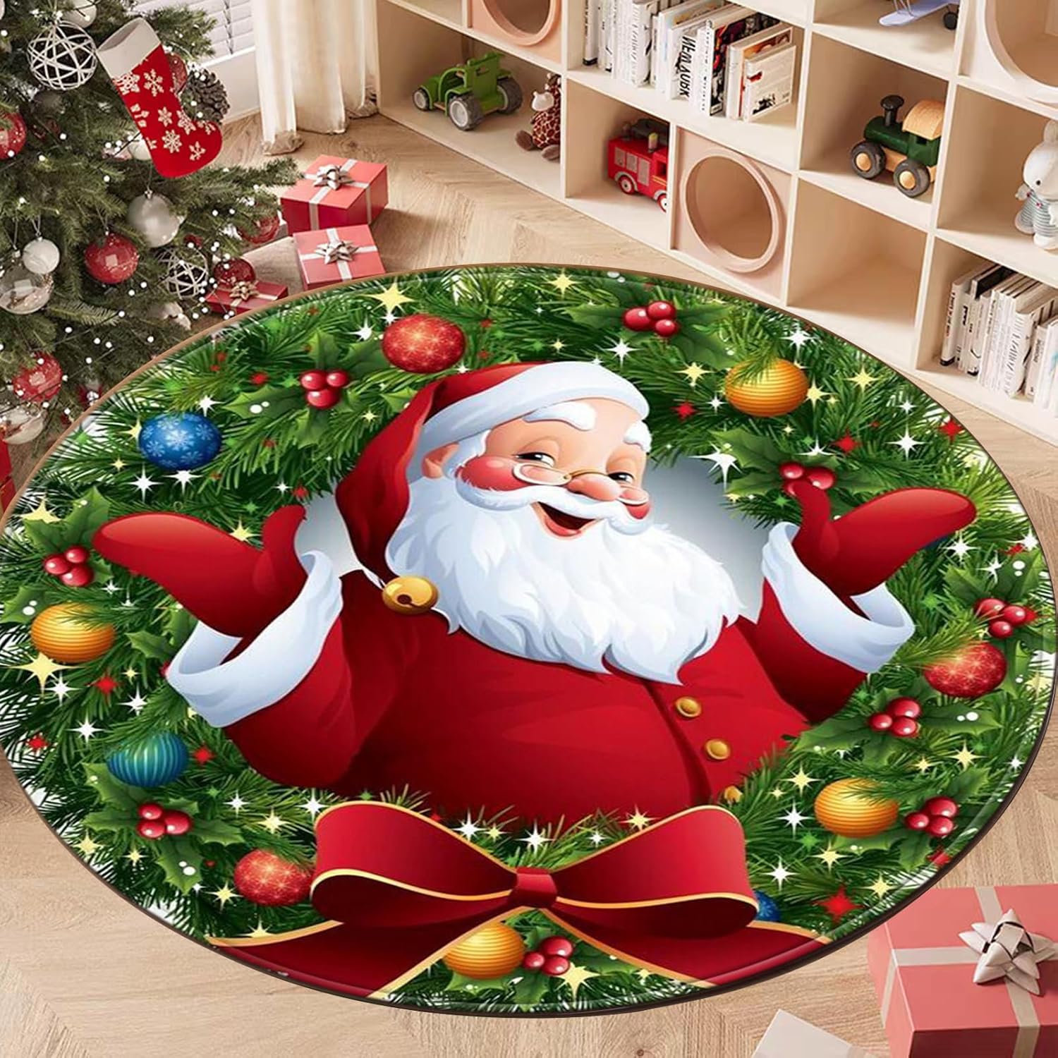 Runder Weihnachtsteppich Ø80 Cm, Schneemann-motiv