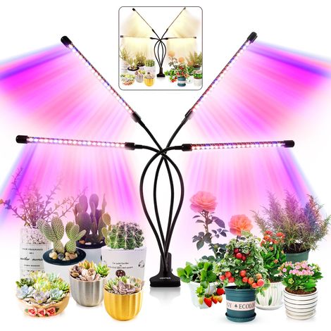 Lampe De Culture Pour Plantes D'Intérieur – Version Améliorée 80 Lampes Led Avec Spectre Complet Et Spectre Rouge Bleu, Minuterie 3/9/12 H, 10 Niveaux D'Intensité Variable, Col De Cygne Réglable, 3 Mo