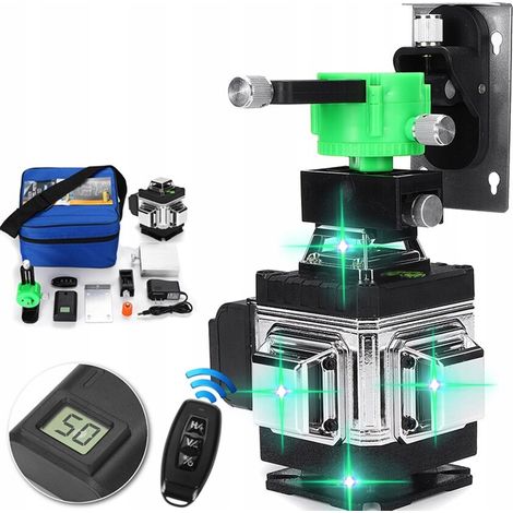 Niveau Laser 4d, 16 Lignes, 360, Lumière Verte, Noir/gris