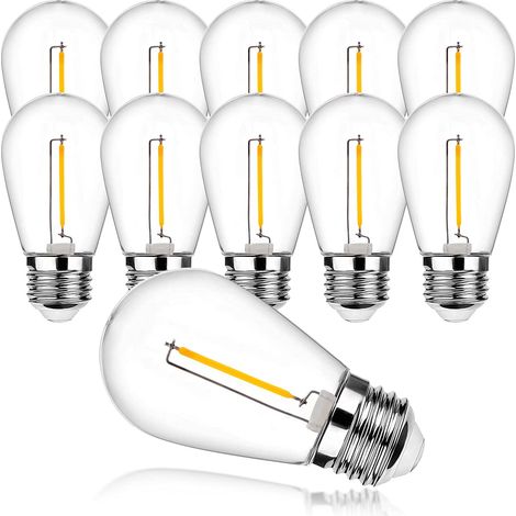 Led-lampe E27 S14, Vintage-edison-glühlampe 1w, Retro-lampen In Warmweiß, Entspricht 5w-glühbirne, Aus Kunststoff, Für Außen-lichterketten S14, 10er-pack [energieeffizienzklasse G]