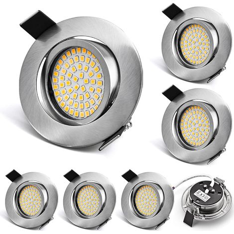 Led-einbauspots Ultra Flach, 6er-set, 5w 230v Warmweiß 3000k, 400 Lumen, Ra 80, Led-einbaustrahler Mit Abstrahlwinkel 120°, Deckenleuchte Für Wohnzimmerdecke, Schlafzimmer
