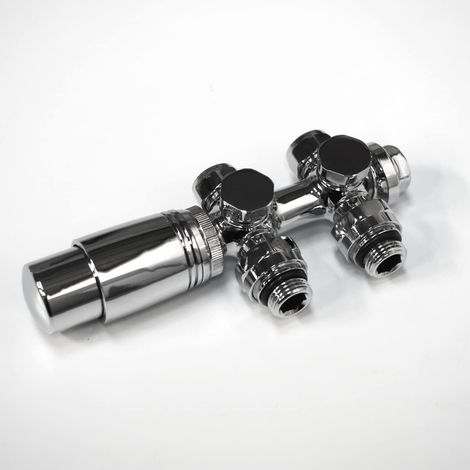 Multiblock-heizkörperkit – Achsabstand 50 Mm – Thermostat – Heizkörper-thermostatventil – Heizungszubehör (verchromt)