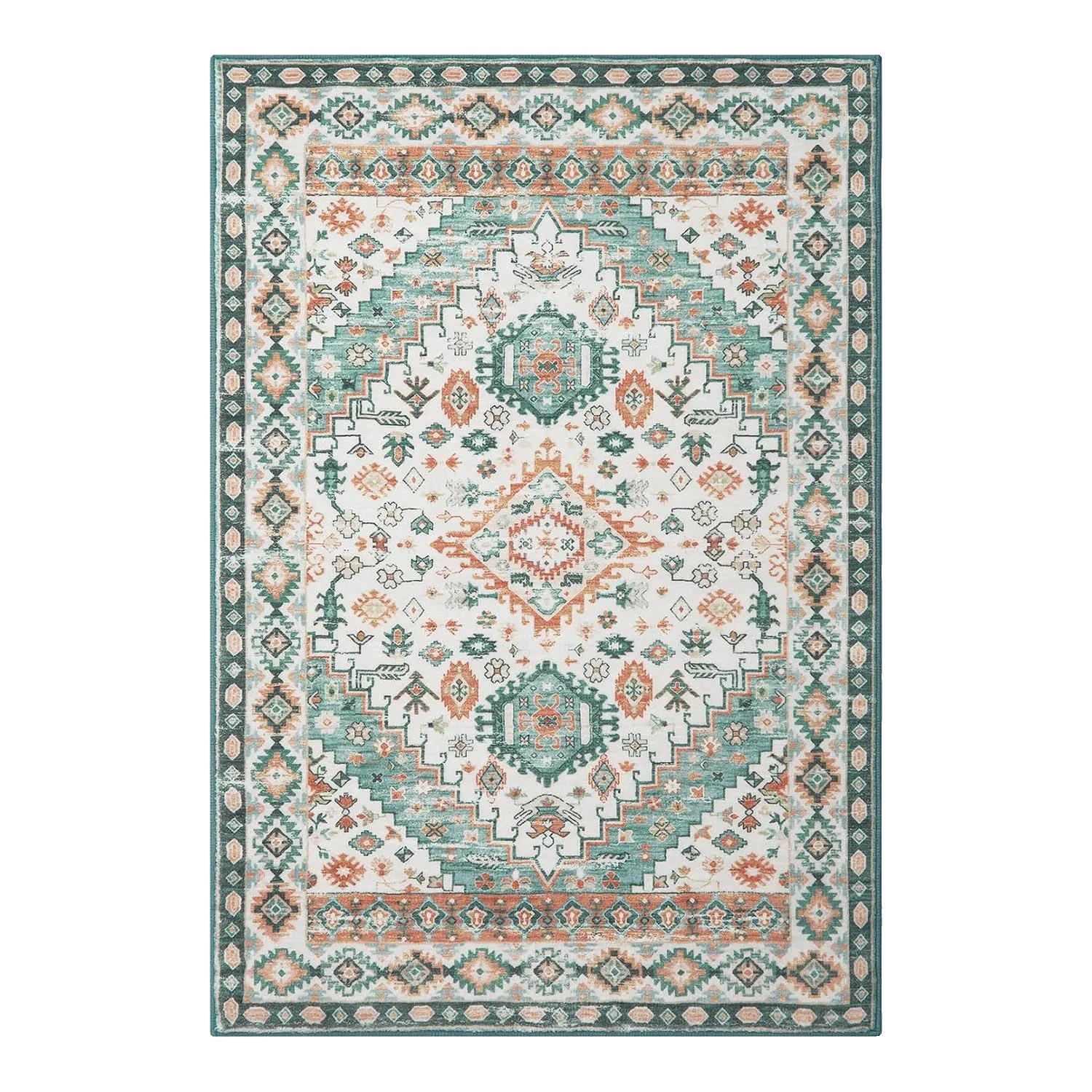 Teppich, Maschinenwaschbar, Rutschfeste Rückseite, Grüne Orange, 120x170cm