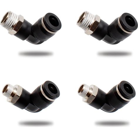 4 Stück Druckluft-verbinder, Zwei Verschiedene Modelle (8mm × 1/4" Und 8mm × 1/8") Druckluftverbinder Mit Außengewinde, Schwarz