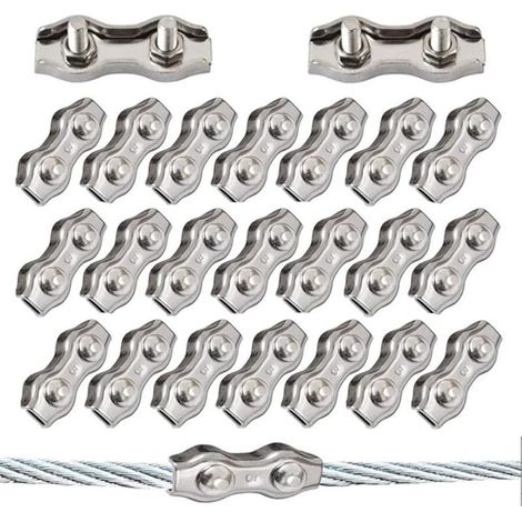 20 Stück Duplex-kabelclips M3, Edelstahl 304, Kabelklemmen Für Drahtseilbefestigung Mit 3 Mm Durchmesser