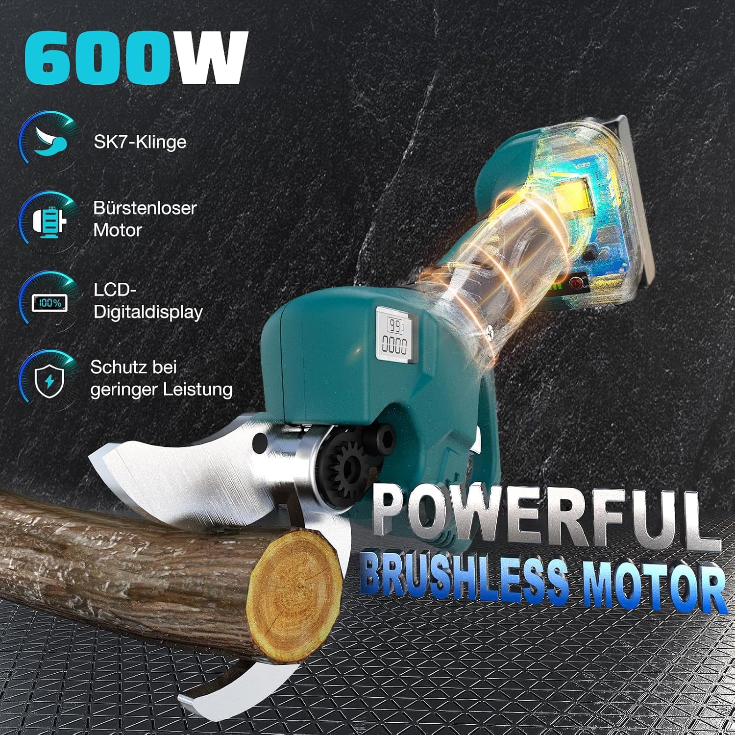 Professionelle, Kabellose Elektrische Gartenschere Für Makita 18v-akkus Mit Lcd-display. Maximaler Schnittdurchmesser 40 Mm (akku Nicht Im Lieferumfang Enthalten).