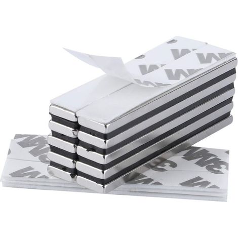 10 Stück Rechteckige Neodym-magnete 60 X 10 X 3 Mm Mit 3m-klebeband, Magnete Mit Selbstklebender Folie, Extra Hohe Haftung Für Diy, Küche, Keller, Bau