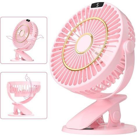Mini-tischventilator, 5-stufiger Tragbarer Tischventilator, Leise Und Klein, 720°-drehung, Wiederaufladbar Mit Lcd-bildschirm