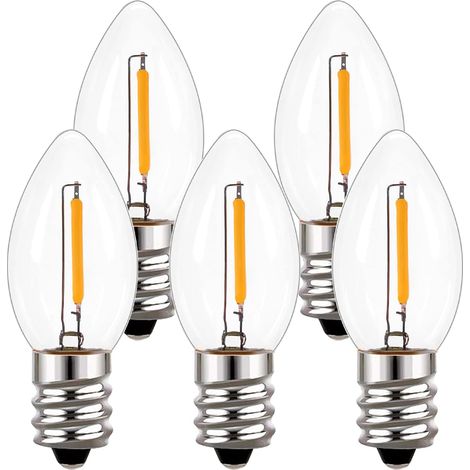 Ampoule Led C7, Kerzen-led-lampen 0,5w Led-lampen Für Weihnachtsdorf 5w Ersatz Für Glühlampen E14 Sockel Led-filament Nachtlicht Warmweiß 2700k Nicht Dimmbar 5er-pack