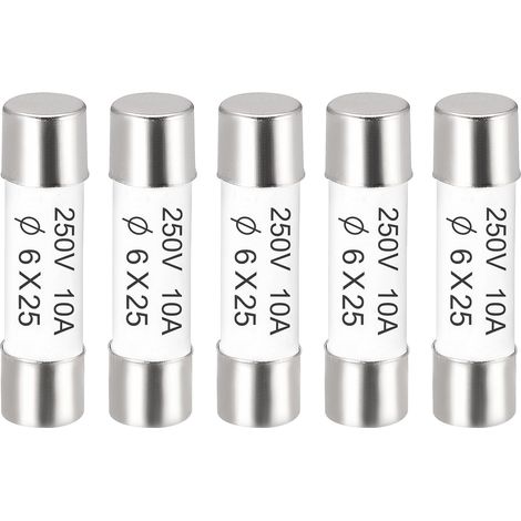 Keramikrohr-sicherungen 10a 250v 6x25mm, Schnellsicherungen Ersatz Für Verstärker Energiesparlampe Vorschaltgerät, 5 Stück