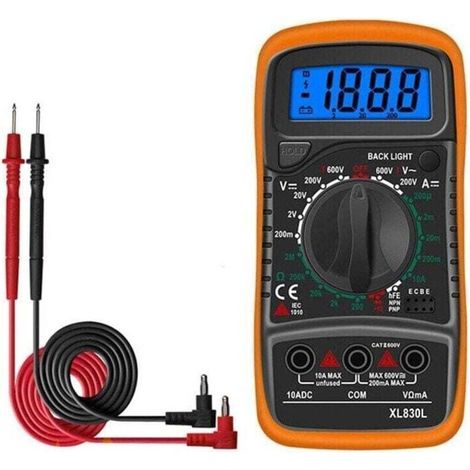 Digitales Multimeter Xl830l, Batterie- Und Spannungstester Für Gleich- Und Wechselstrom Mit Summer, Transistortest (npn/pnp), Voltmeter, Amperemeter Und Ohmmeter Für Bastler, Labor, Schule Und Industr
