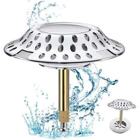 2-in-1-badewannenablauf Mit Haarsieb, Badewannenablauf, Federkern, Badewannenablauf Aus Edelstahl Und Messing, Ø 72 Mm – Rostfrei Einstellbarer Badewannenablauf