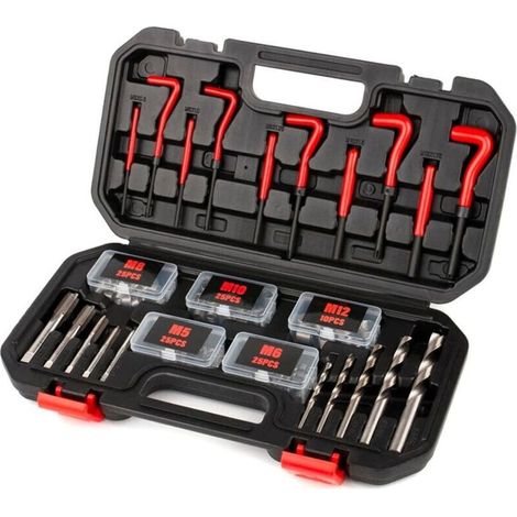 131-teiliges Gewindereparatur-set, Gewindeeinsatz-werkzeugsatz Für Metrische Helicoil-einsätze M5, M6, M8, M10, M12, Gewindeschneidwerkzeug, Gewindebuchse