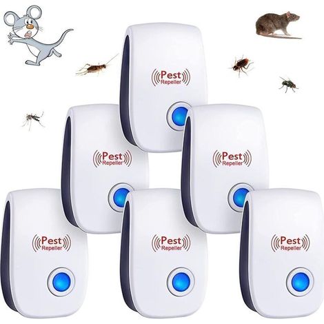 6er-pack Ultraschall-schädlingsabwehrgeräte Für Den Innenbereich Gegen Mücken, Mäuse, Kakerlaken, Nagetiere, Ameisen, Spinnen Und Insekten