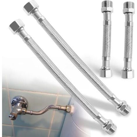 3/8 Zoll Flexschlauch – 4 Stück, Schlauch Aus Edelstahl 304, Flexibler Anschluss Für Wasserhahn, Bad Und Wc, Verlängerungen Von 20 Cm Und 10 Cm