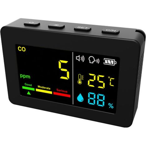 Tragbarer 3-in-1-luftqualitätsmessgerät Für Co, Temperatur Und Luftfeuchtigkeit Mit Farbdisplay, Kohlenmonoxid-detektor Mit Sprachalarm Und Batteriestandsanzeige