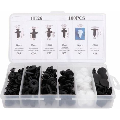 100 Stück Universal Türverkleidungsclips, Auto-kunststoff-druckknopf-nieten-set, Clips Für Türverkleidungen Und Stoßfänger-befestigung