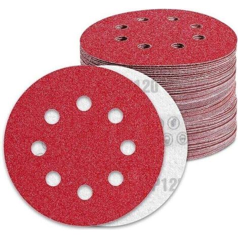 Disques Abrasifs 125mm Grain 120 Papier Poncer 100 Pièces 8 Trous Disque Poncage Pour Ponceuse Excentrique,
