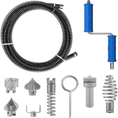 5 M Spiralen-abflussreiniger Mit 6 Schneidaufsätzen, 12 Mm Abflussreinigungswerkzeug Für Küchenabflüsse, Badezimmerleitungen, Toiletten Und Kanäle.