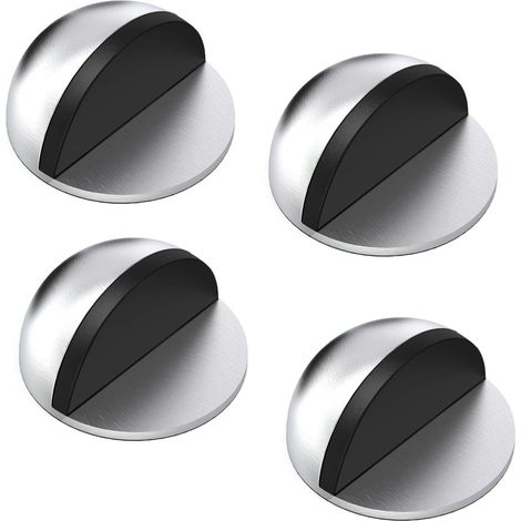 Türstopper, 4er-set Türstopper Und Anschlagpuffer Aus Edelstahl Mit Gummipuffer, Selbstklebender Türstopper Für Alle Harten Böden – Silber