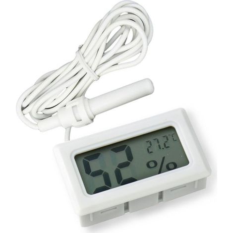 2-in-1 Lcd-digital-thermometer-hygrometer Mit Externem Sensor Für Brutkasten, Reptilien-terrarium Und Aquarien – Weiß