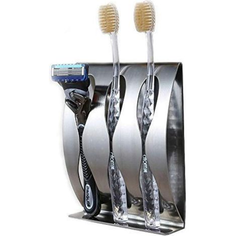 Selbstklebender Zahnbürstenhalter, Wandmontage Aus Edelstahl Für Das Badezimmer, Zahnbürstenhalter Mit Wandmontage, Langlebige Halterung Für Die Küche, Ohne Bohren (3 Löcher)