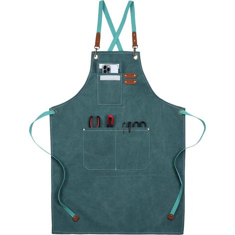 Arbeits-schürze Aus Leinwand, Multifunktionale Arbeitsschürze Mit 3 Werkzeugtaschen