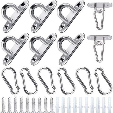 12 Stück Edelstahl-ösenplatten M5 Ankerplatte Karabiner Öse Deckenhaken Aus Edelstahl Mit Schrauben Und Dübel Für Schaukelhaken Hängematten Markisen Bootsdeck Zubehör