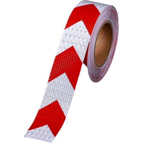 25m X 5cm Warnband Reflektierend, Sicherheitsklebeband Mit Reflexstreifen Für Pfeilrichtung, Warnsignal, Hohe Sichtbarkeit, Hohe Intensität, Rot-weißer Pfeil