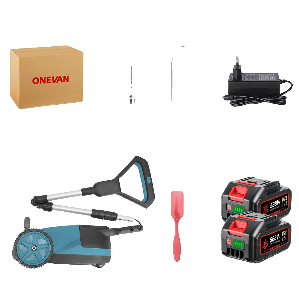 Elektrischer Rasenmäher, Bürstenloser Motor, Teleskopischer Griff, 2batterie 1eu Stecker